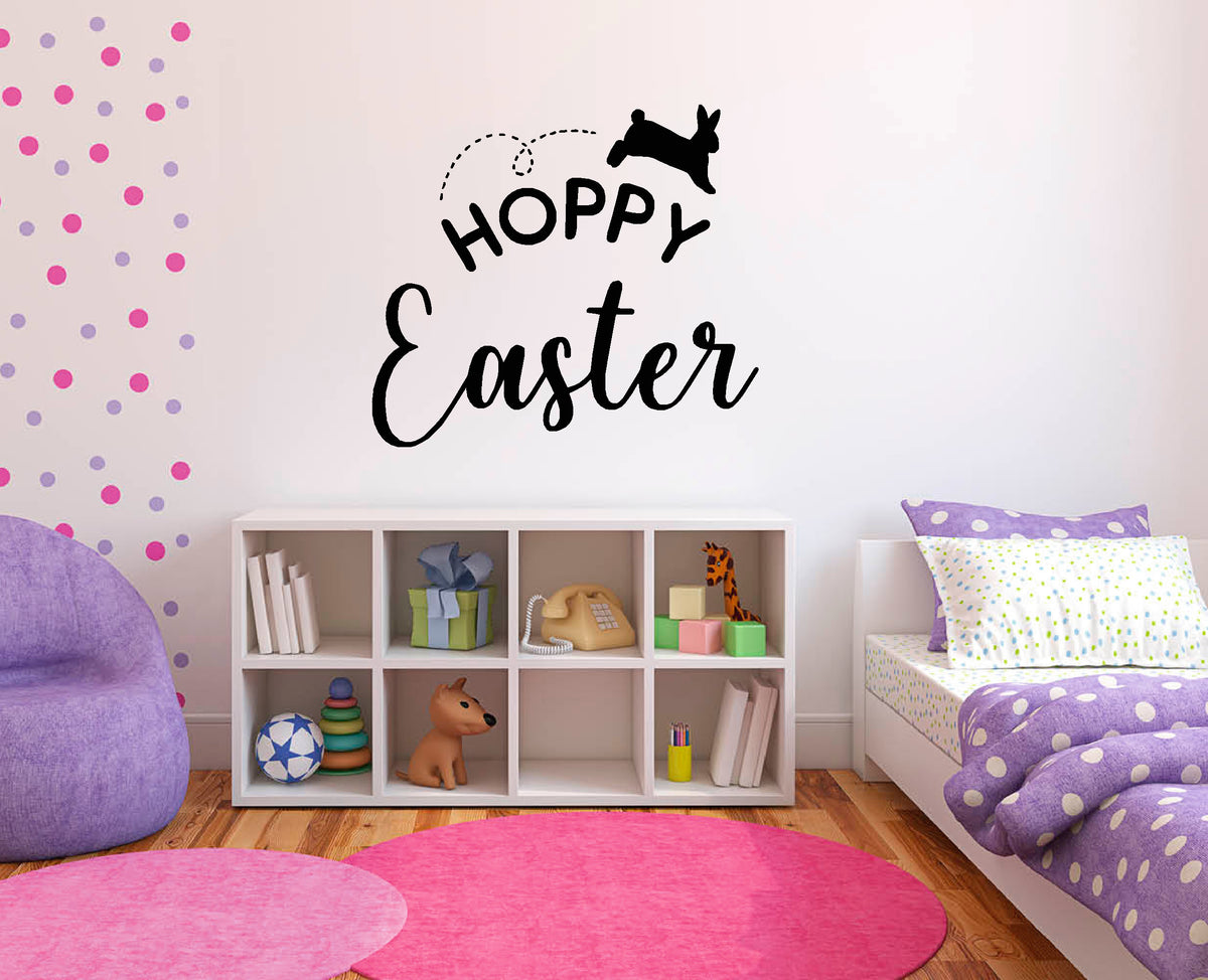 Hoppy Easter with bunny hopping vinyl sticker