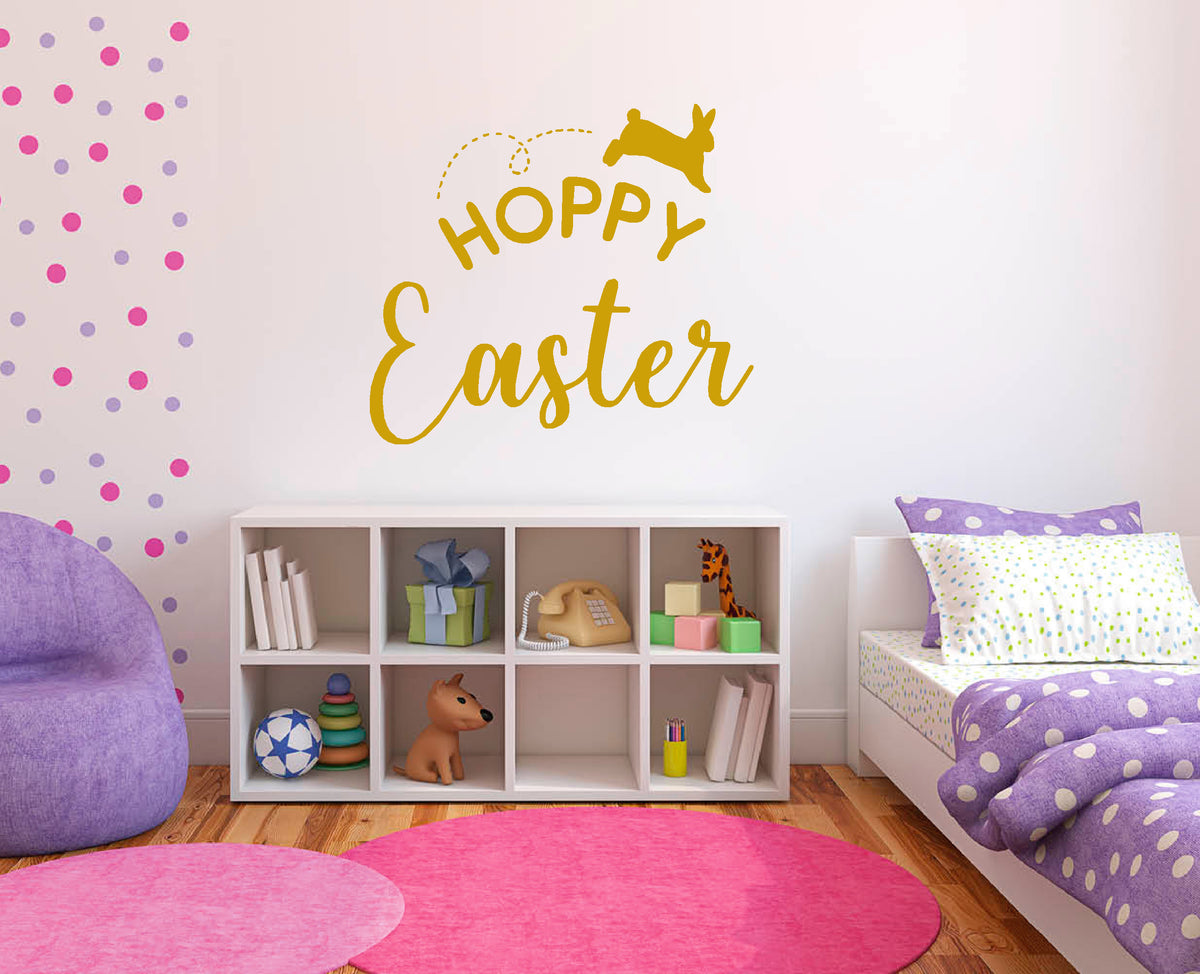Hoppy Easter with bunny hopping vinyl sticker