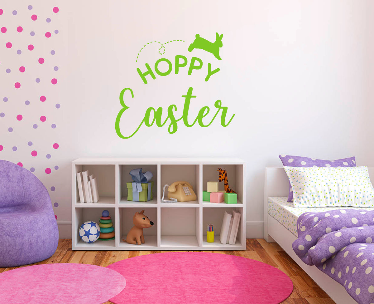 Hoppy Easter with bunny hopping vinyl sticker