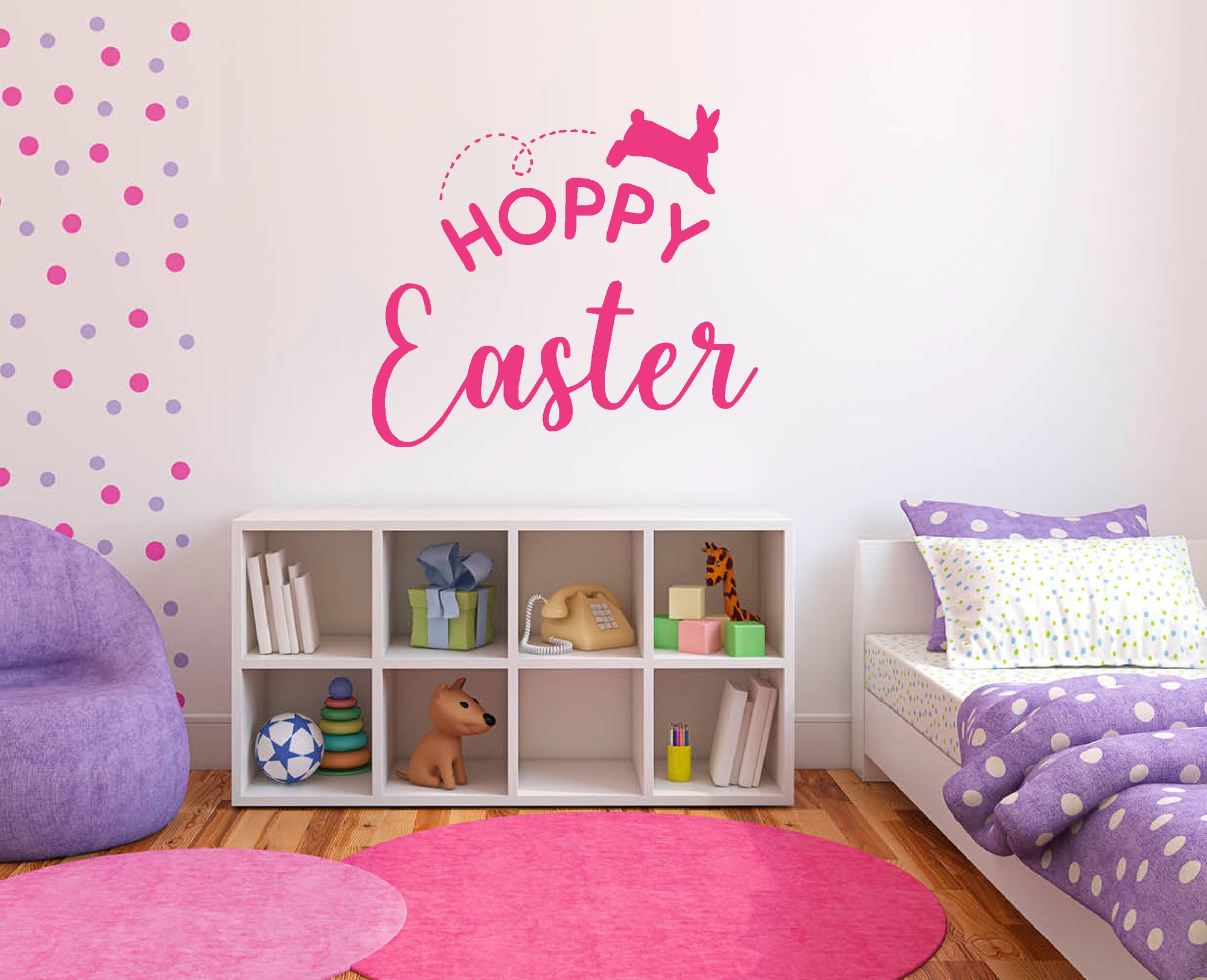 Hoppy Easter with bunny hopping vinyl sticker