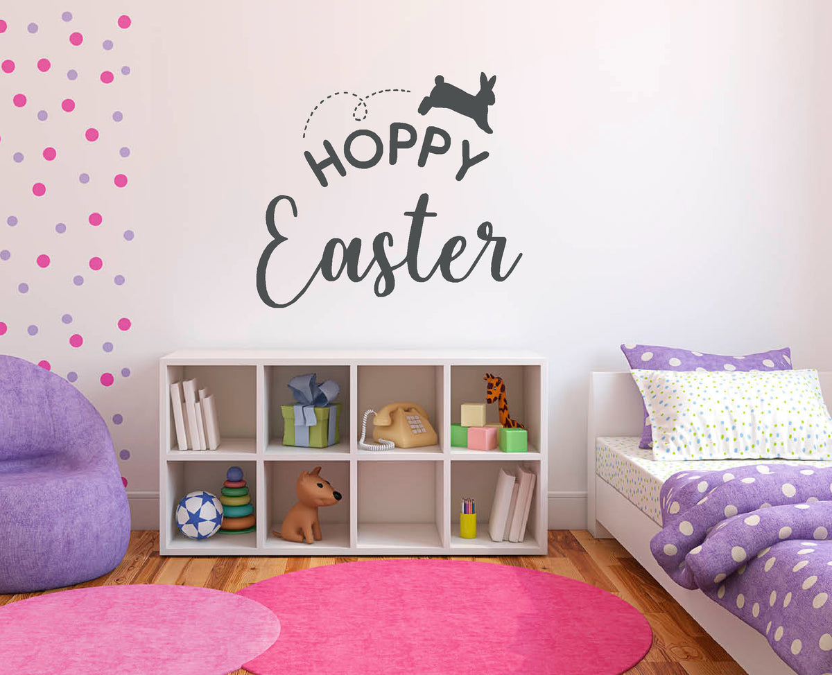 Hoppy Easter with bunny hopping vinyl sticker