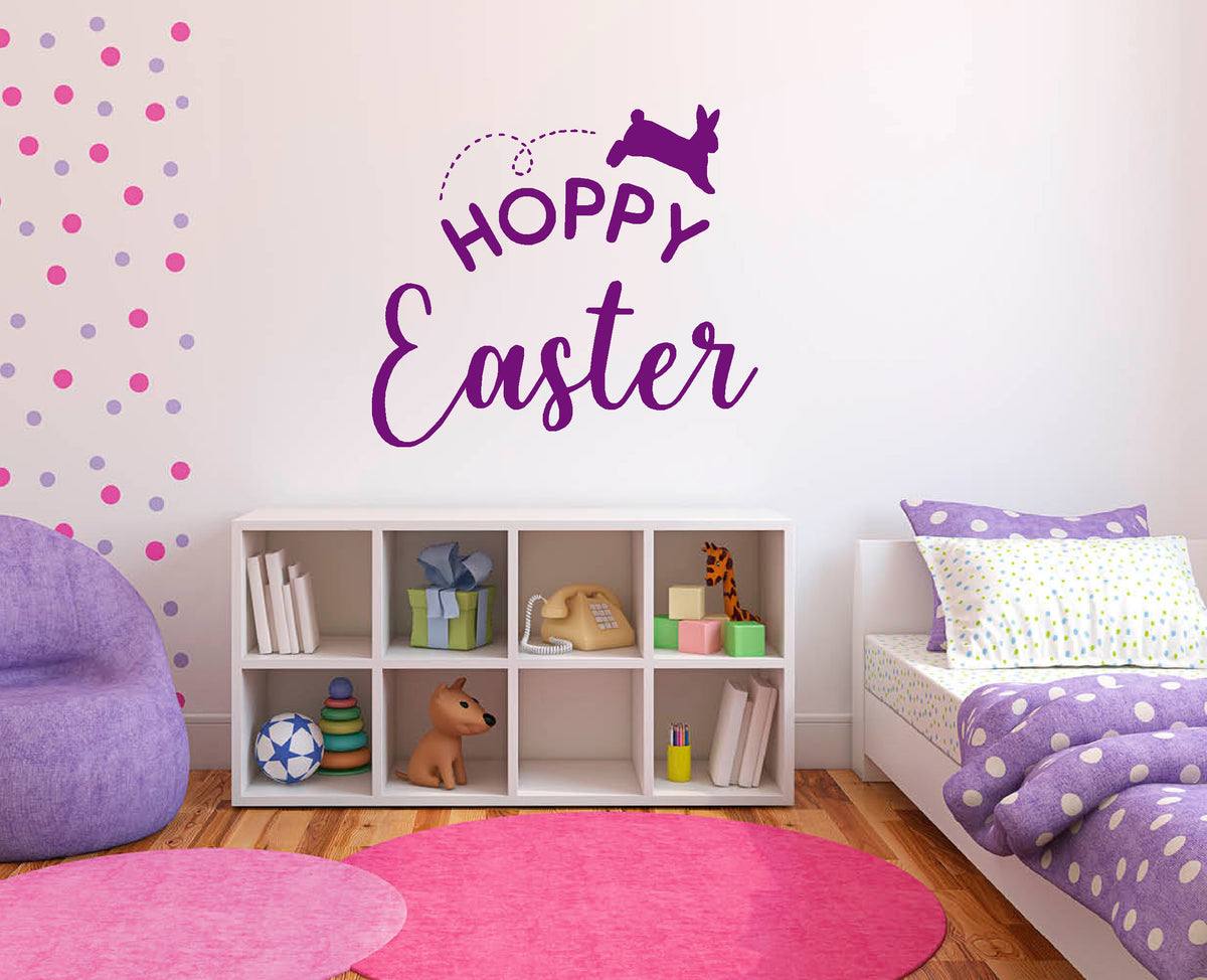 Hoppy Easter with bunny hopping vinyl sticker