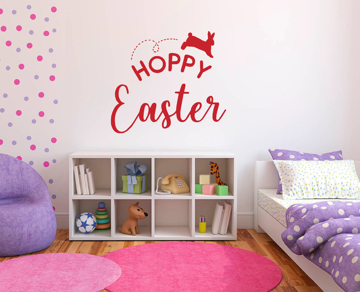 Hoppy Easter with bunny hopping vinyl sticker