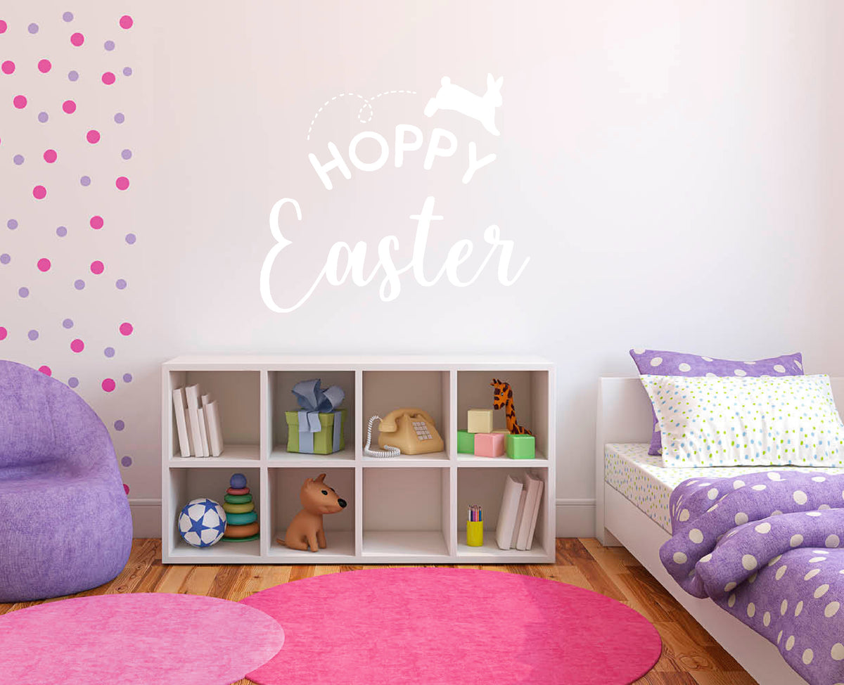 Hoppy Easter with bunny hopping vinyl sticker