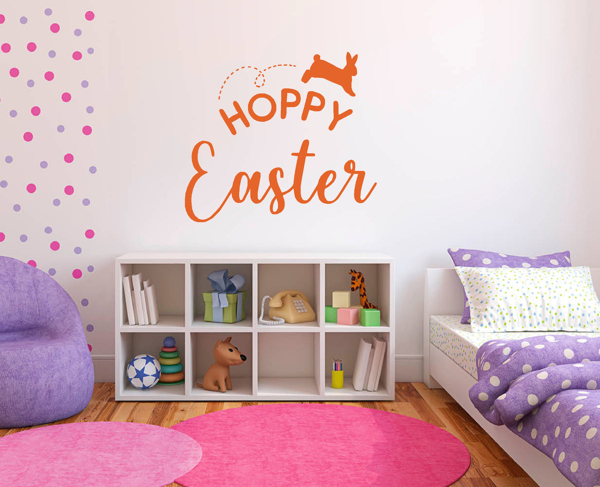 Hoppy Easter with bunny hopping vinyl sticker