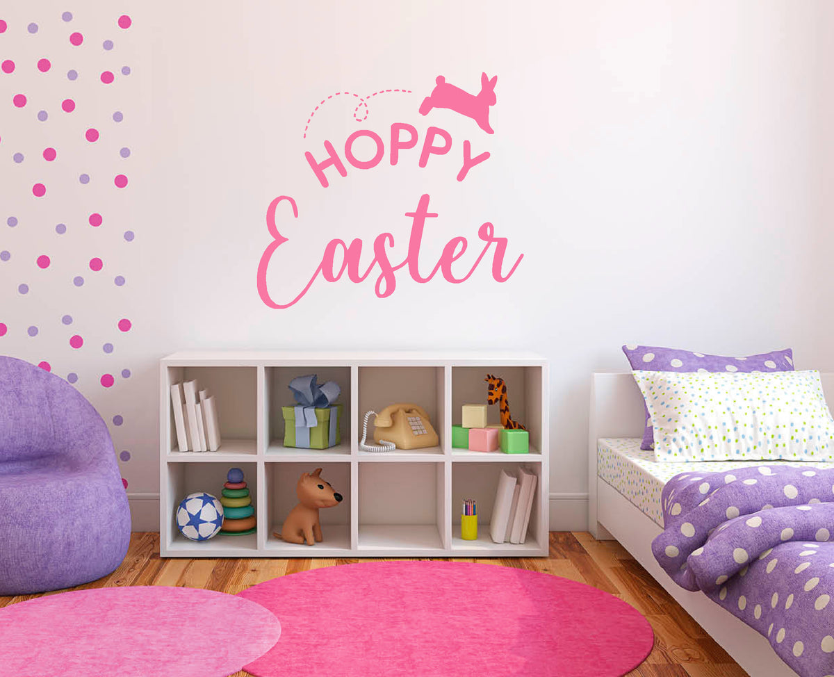 Hoppy Easter with bunny hopping vinyl sticker