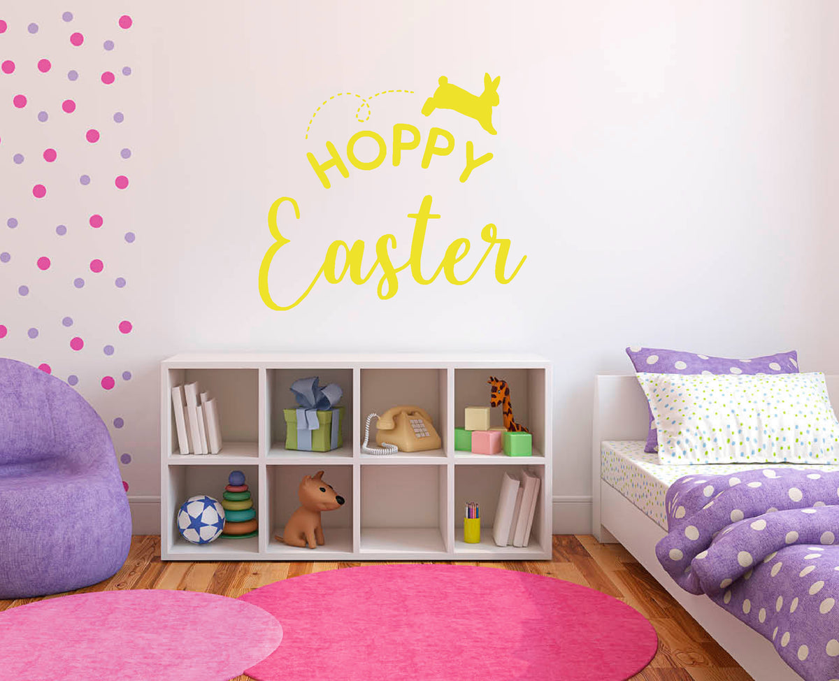 Hoppy Easter with bunny hopping vinyl sticker