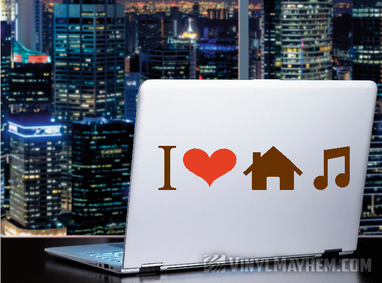 I Love House Music two-color vinyl sticker