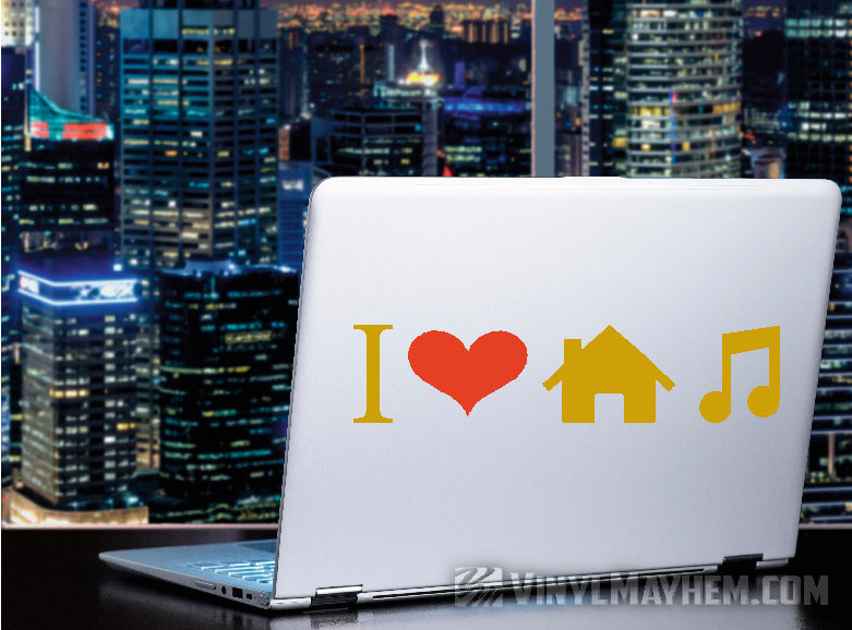 I Love House Music two-color vinyl sticker