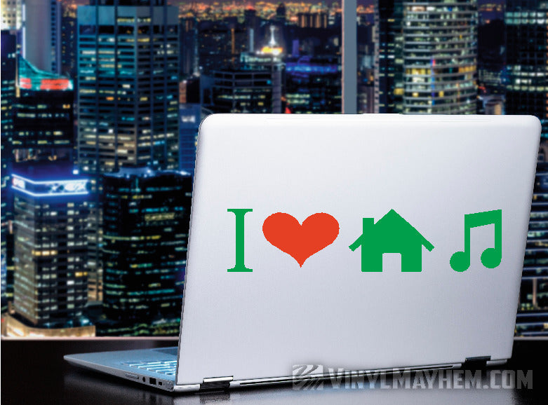 I Love House Music two-color vinyl sticker