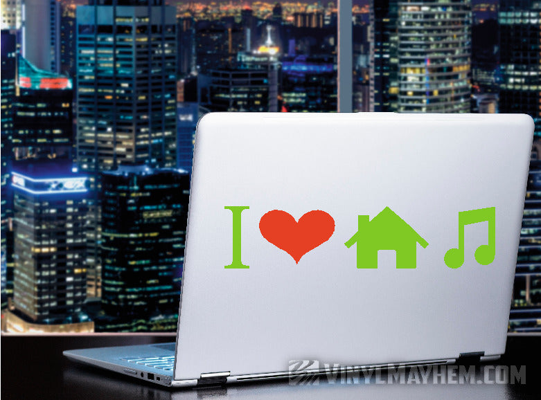 I Love House Music two-color vinyl sticker