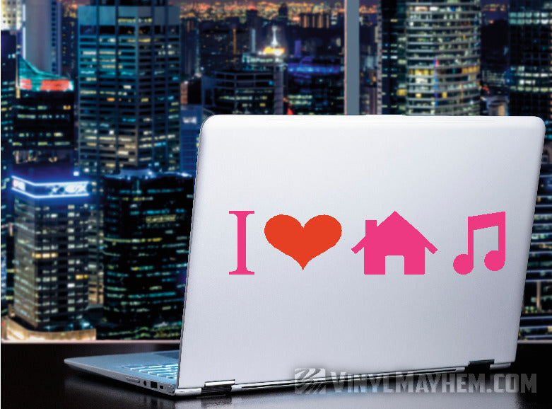 I Love House Music two-color vinyl sticker