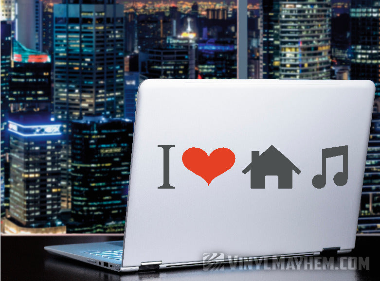 I Love House Music two-color vinyl sticker