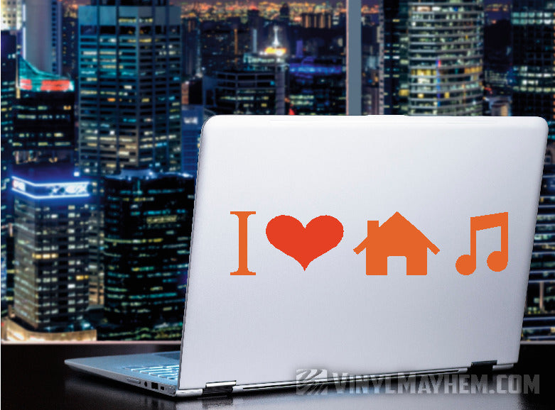 I Love House Music two-color vinyl sticker