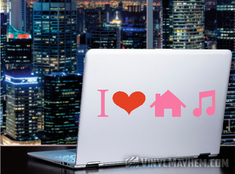 I Love House Music two-color vinyl sticker