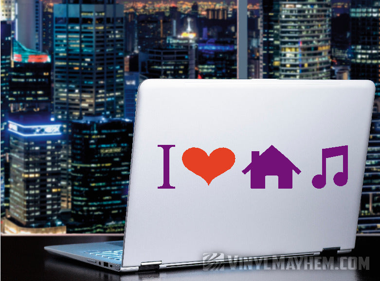 I Love House Music two-color vinyl sticker