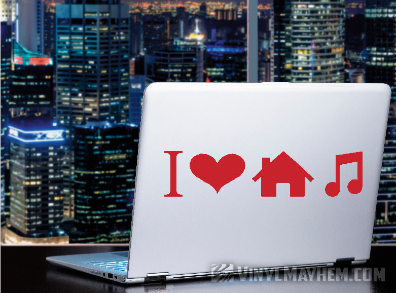 I Love House Music two-color vinyl sticker