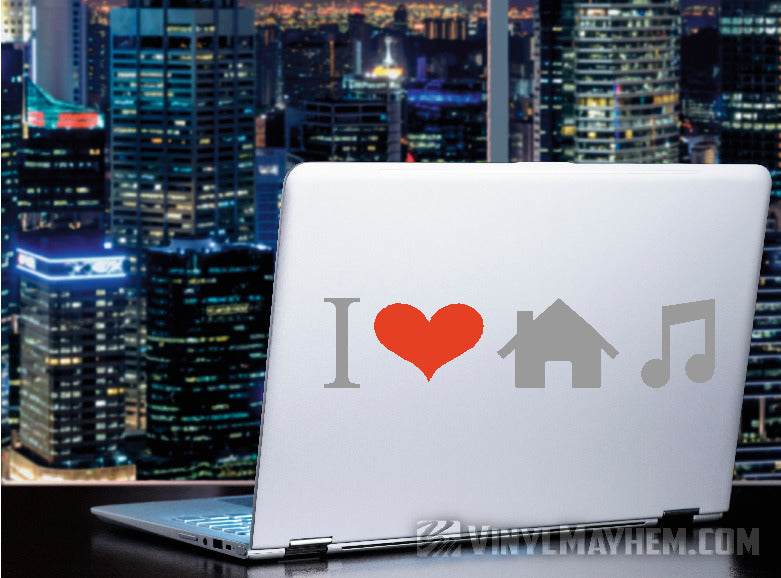 I Love House Music two-color vinyl sticker