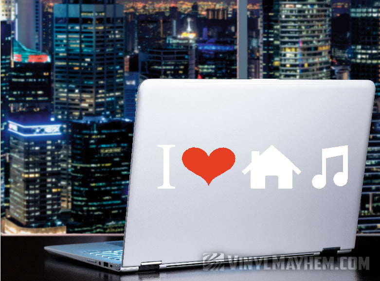 I Love House Music two-color vinyl sticker