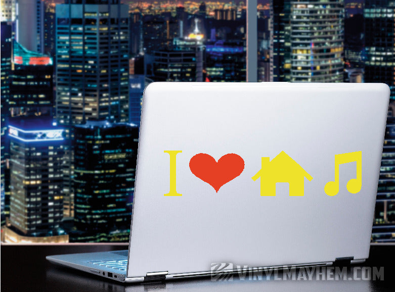 I Love House Music two-color vinyl sticker