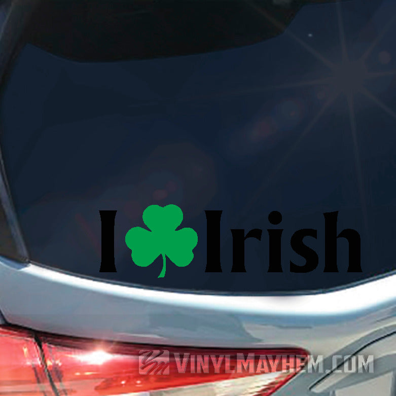 I Love Irish shamrock two-color vinyl sticker