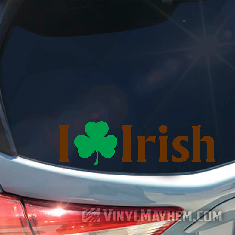 I Love Irish shamrock two-color vinyl sticker