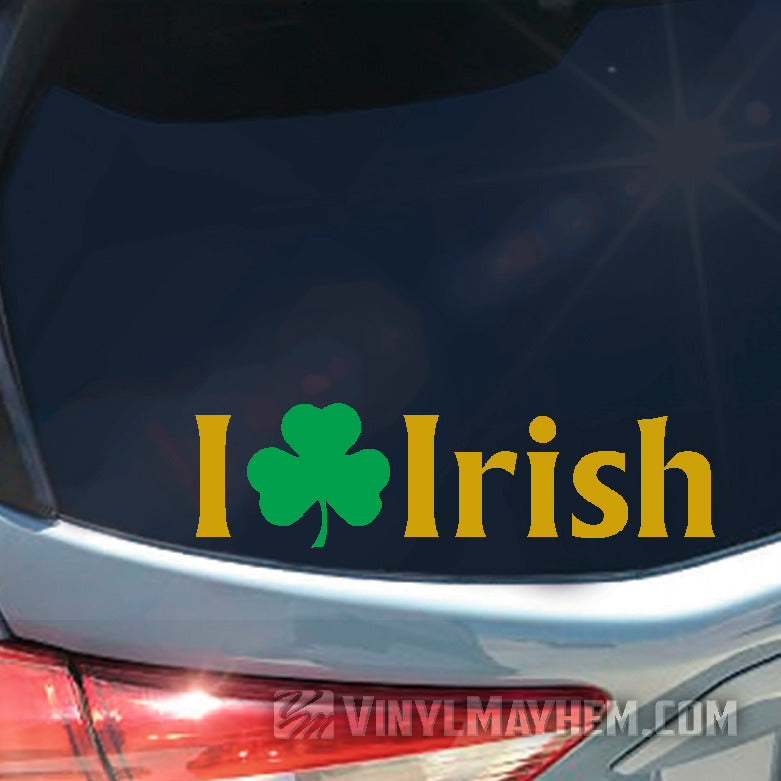 I Love Irish shamrock two-color vinyl sticker
