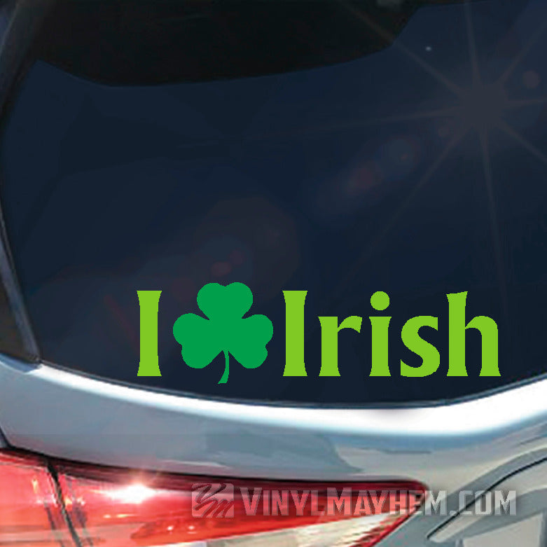 I Love Irish shamrock two-color vinyl sticker