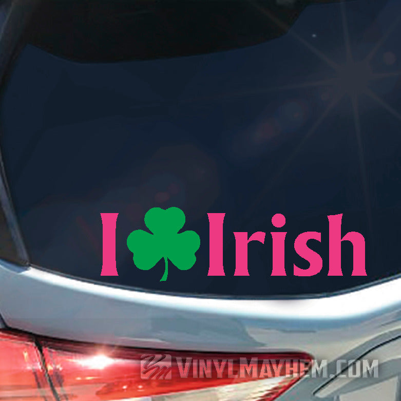 I Love Irish shamrock two-color vinyl sticker