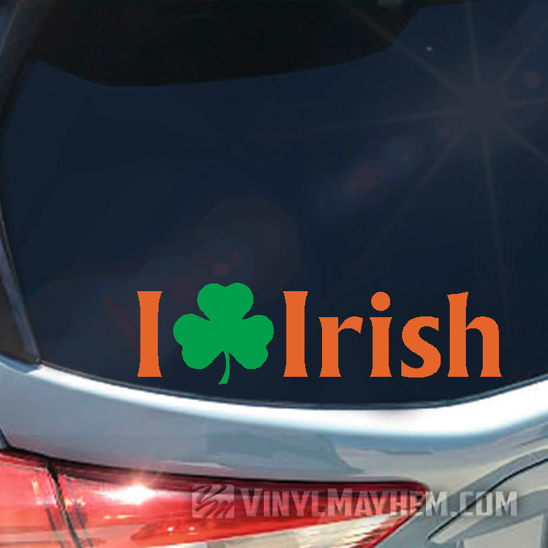 I Love Irish shamrock two-color vinyl sticker