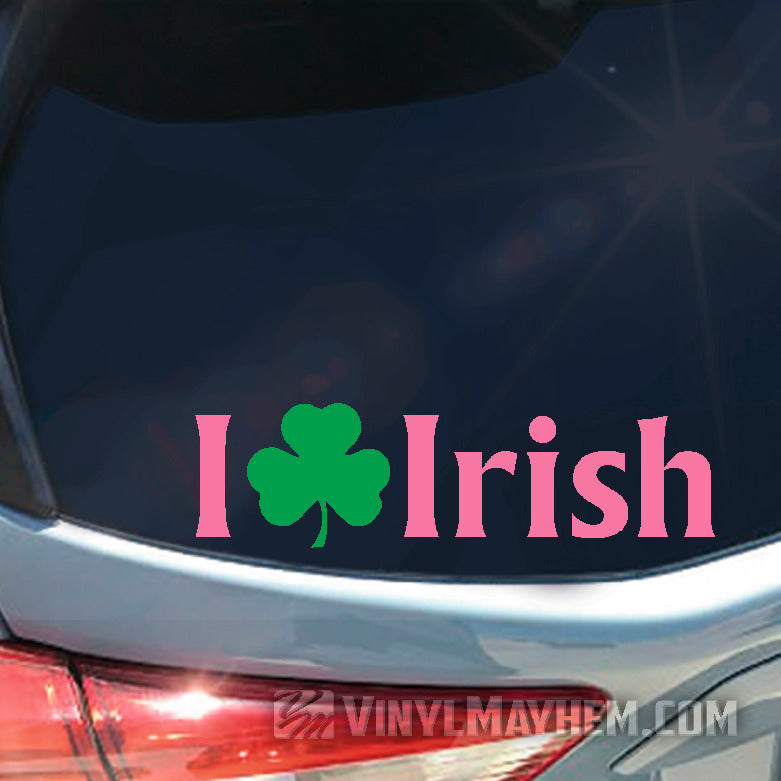 I Love Irish shamrock two-color vinyl sticker