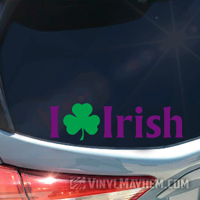 I Love Irish shamrock two-color vinyl sticker