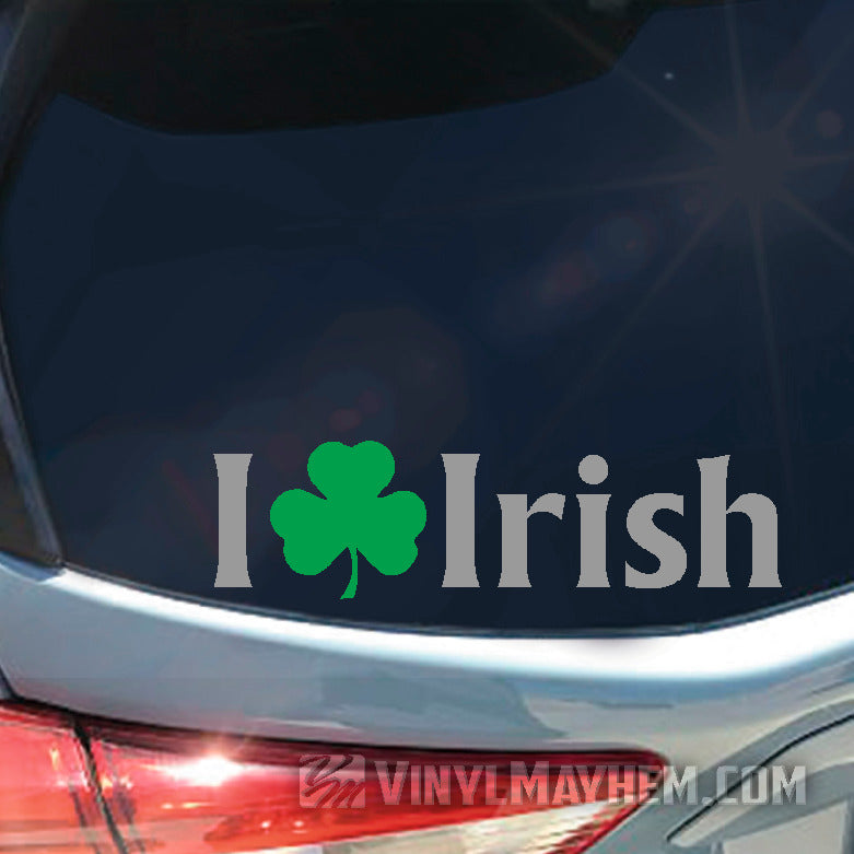 I Love Irish shamrock two-color vinyl sticker