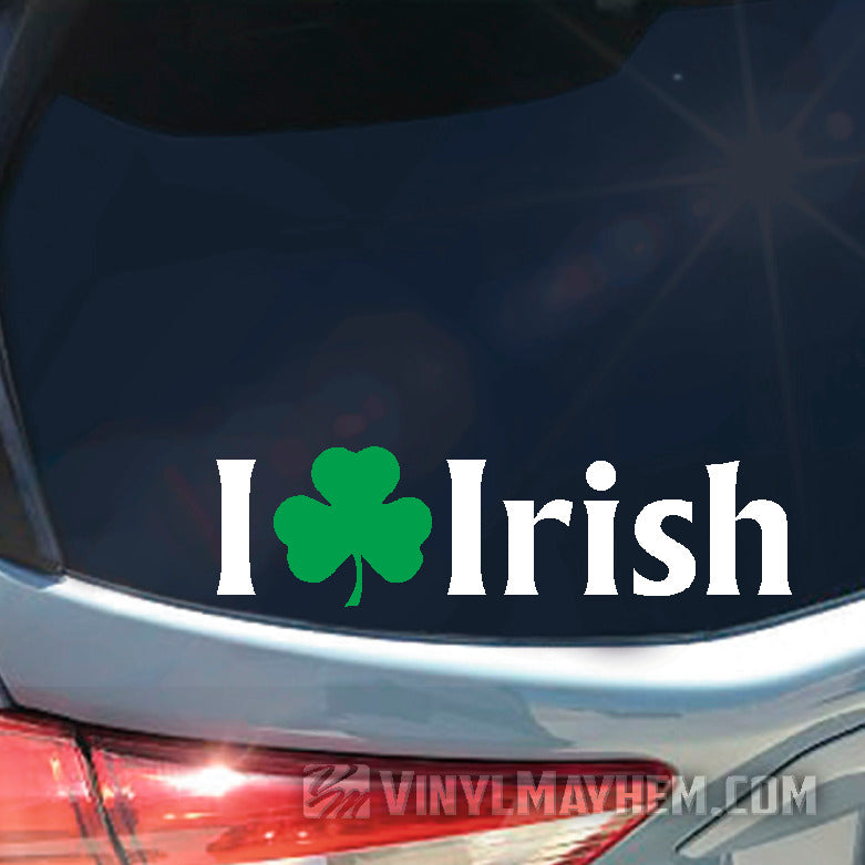 I Love Irish shamrock two-color vinyl sticker
