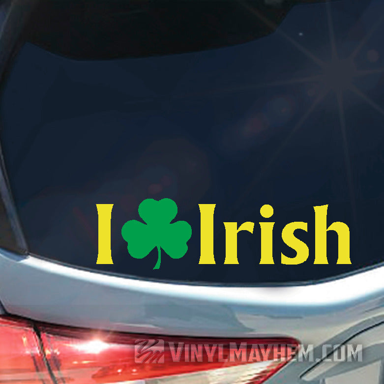 I Love Irish shamrock two-color vinyl sticker