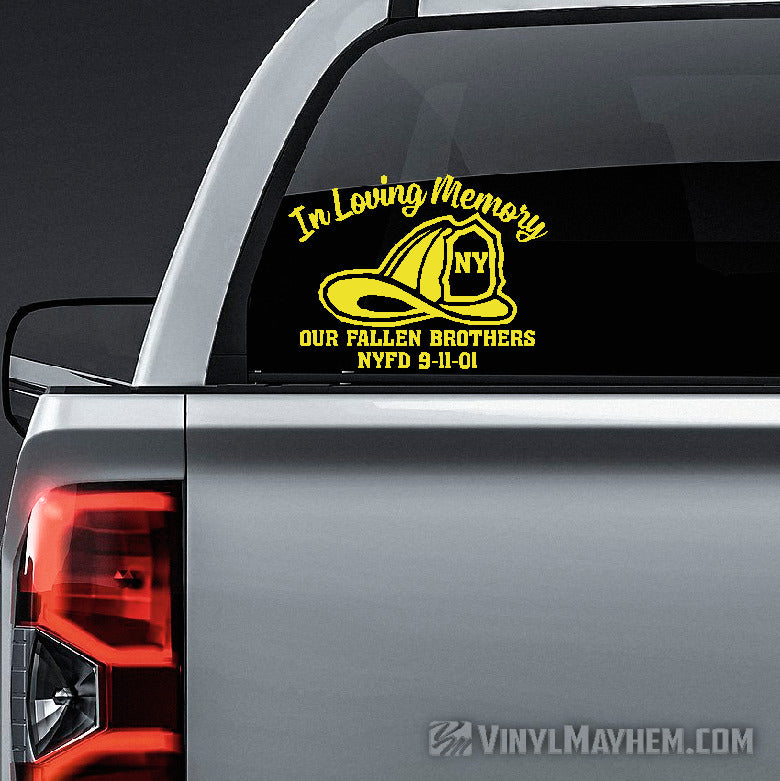 In Loving Memory of Our Fallen Brothers FDNY 9-11-01 vinyl sticker