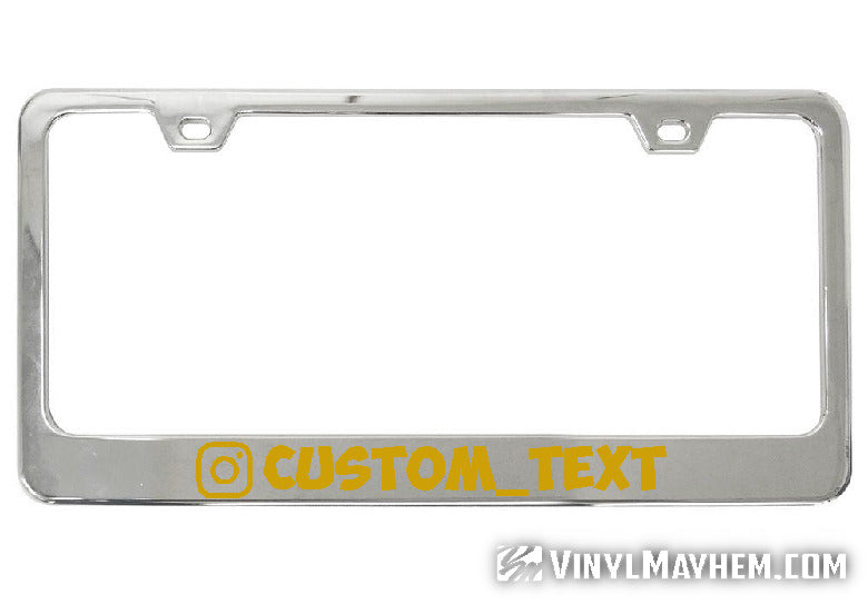 Instagram username your own color lettering and font chrome license plate frame