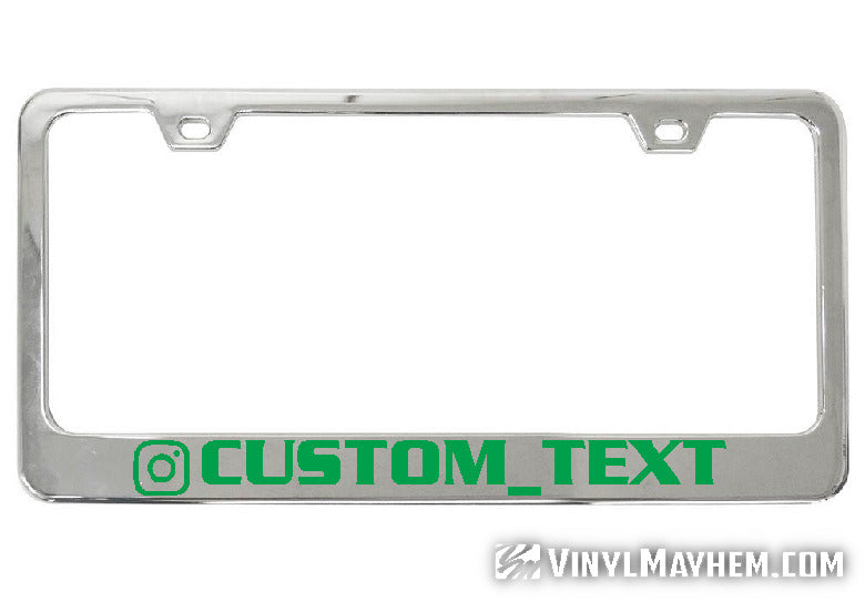 Instagram username your own color lettering and font chrome license plate frame