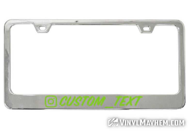Instagram username your own color lettering and font chrome license plate frame