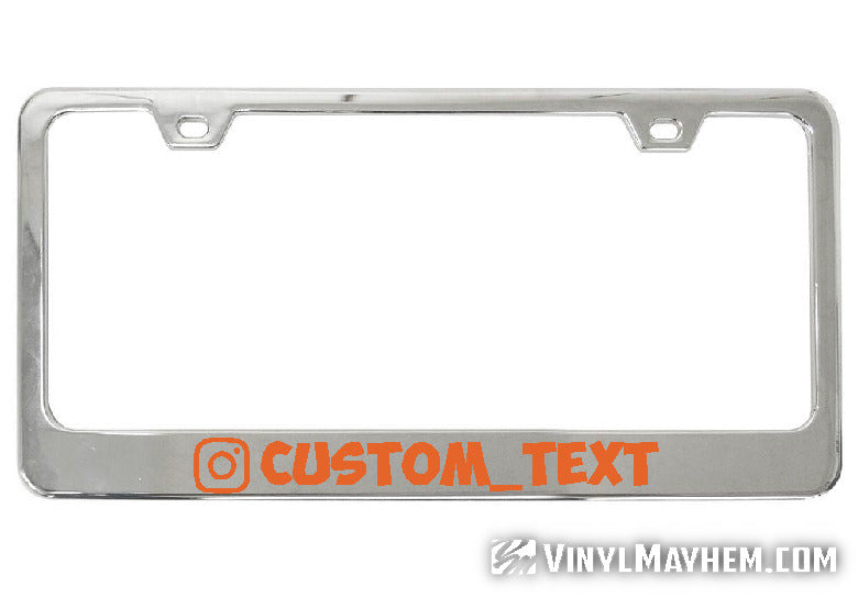 Instagram username your own color lettering and font chrome license plate frame
