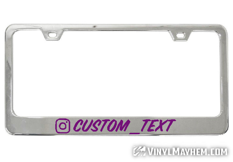 Instagram username your own color lettering and font chrome license plate frame