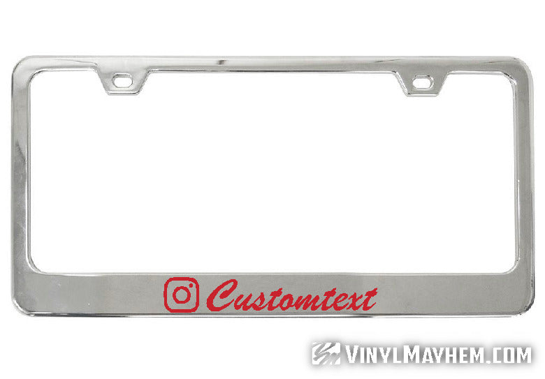 Instagram username your own color lettering and font chrome license plate frame