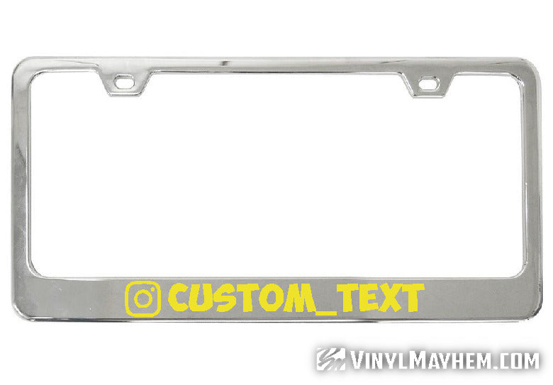 Instagram username your own color lettering and font chrome license plate frame