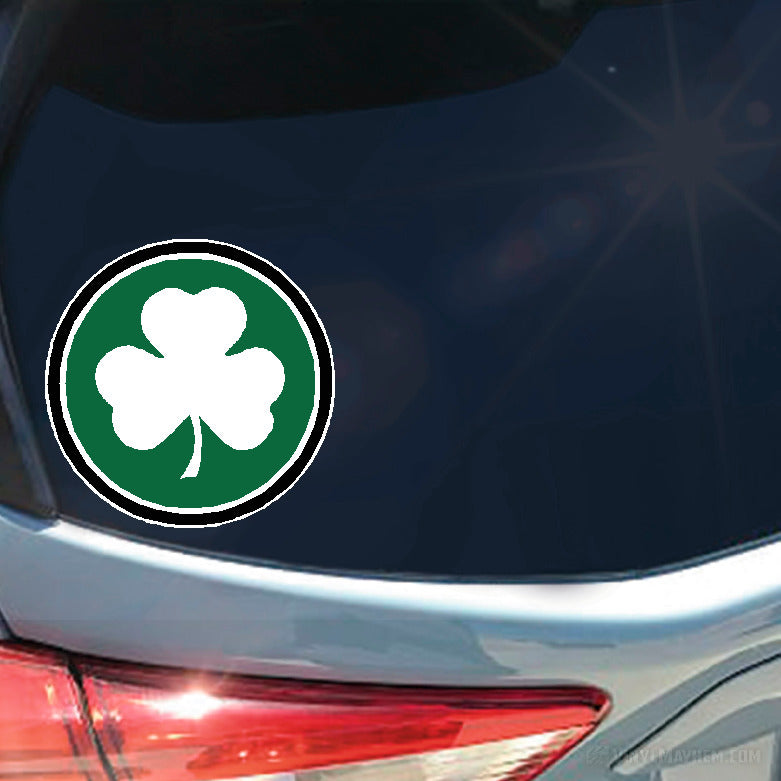 Irish Shamrock green circle sticker
