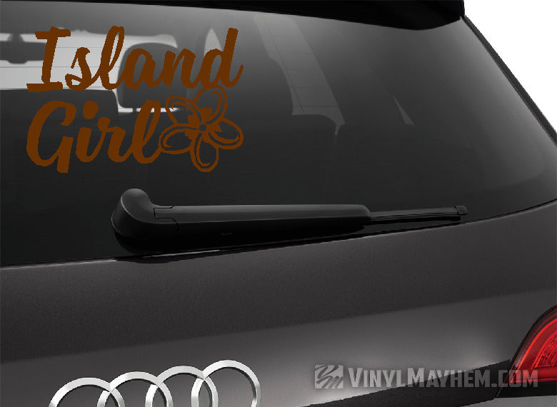 Hawaiian Island Girl with plumeria flower vinyl sticker