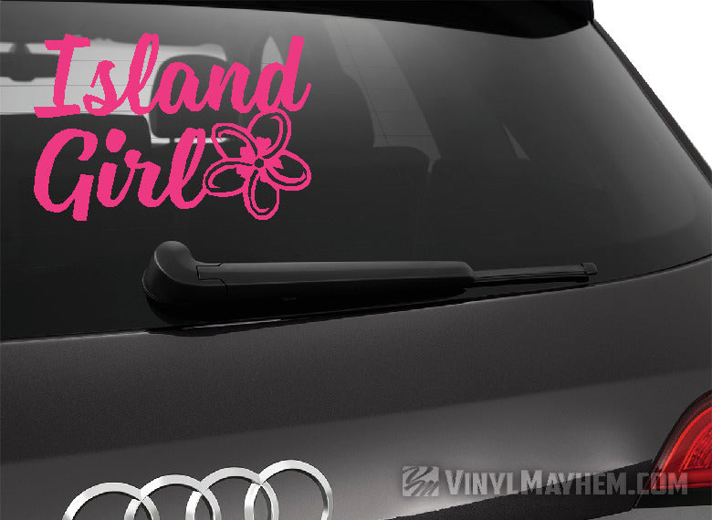 Hawaiian Island Girl with plumeria flower vinyl sticker