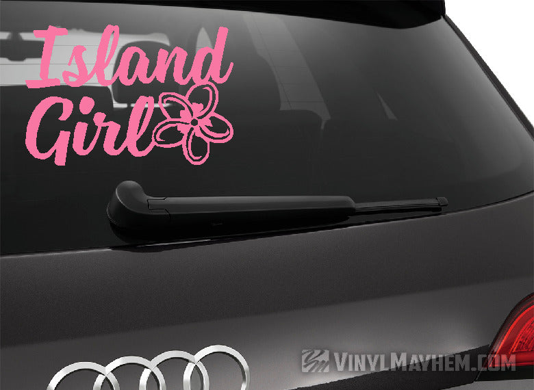 Hawaiian Island Girl with plumeria flower vinyl sticker