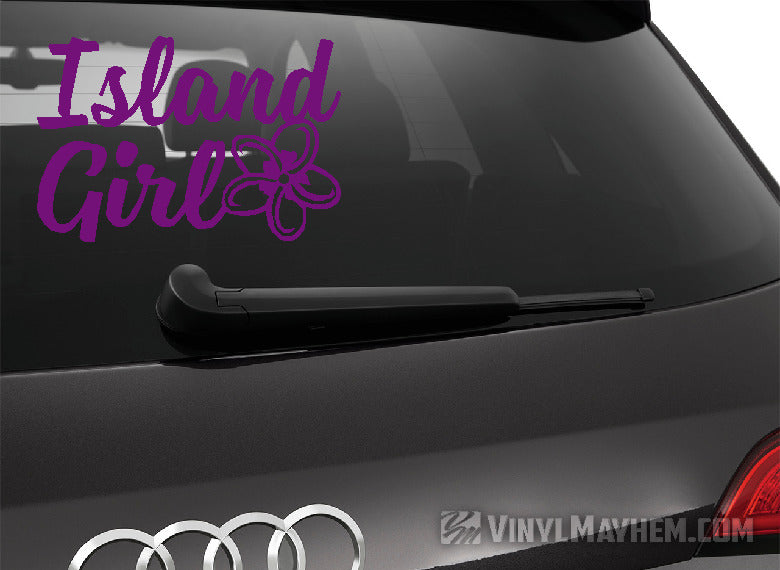 Hawaiian Island Girl with plumeria flower vinyl sticker