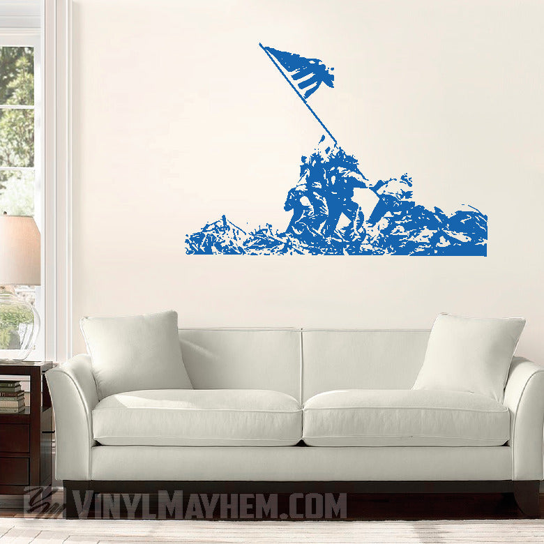 Iwo Jima United States Marines raising American flag vinyl sticker