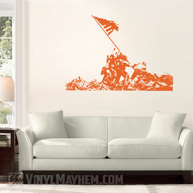 Iwo Jima United States Marines raising American flag vinyl sticker